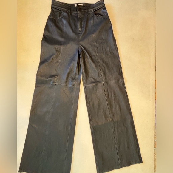 REVOLVE LITA by Ciara x Revolve Wanted Wide Leg Lamb Leather Pant Black Size 25 - Picture 2 of 7